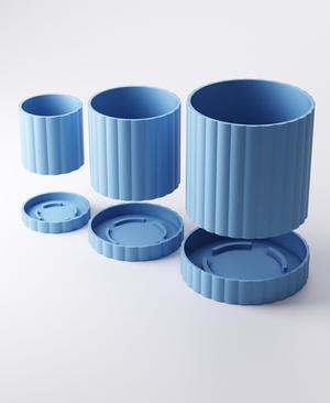 Large Ridged Planter with Drip Tray (3 Sizes Included)