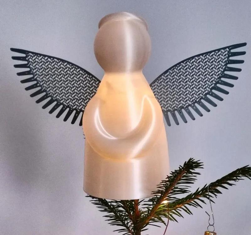 Simple Angel Treetopper in Vase Mode – fast print with wings with infill pattern