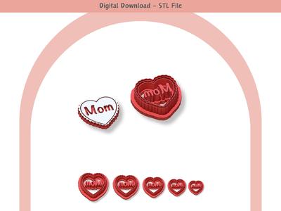 Mothers Day Clay Cutter for Polymer Clay | Digital STL File | Clay Tools | 5 Sizes Clay Cutters