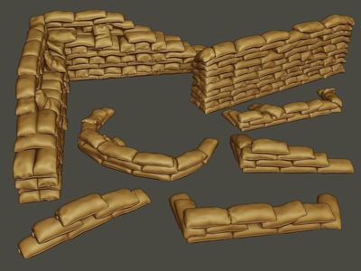 SandBags Pack1 3D Model Collection