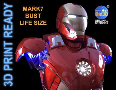 IRONMAN Mark7 BUST HQ LIFE SIZE Did3D 3D Print Ready