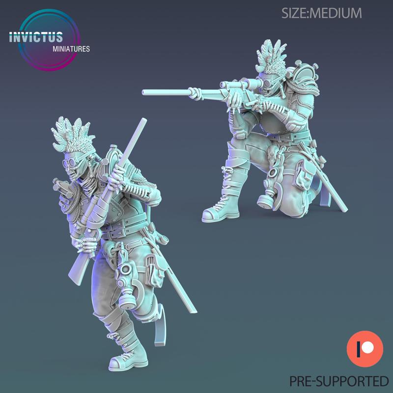 Wasteland Scout Team / Space Warrior / Male Cyberpunk Soldier / Alien Army / Cosmic Invasion Fighter / Trooper Attack / Sci-Fi Encounter