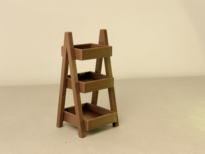 Miniature Three-Tier Ladder Shelf Dollhouse 1:12