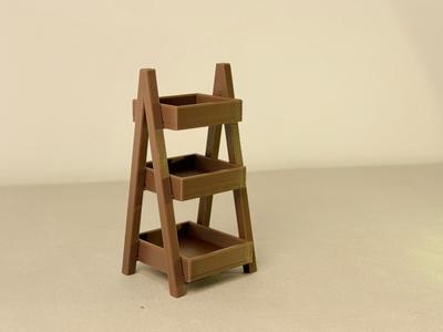 Miniature Three-Tier Ladder Shelf Dollhouse 1:12