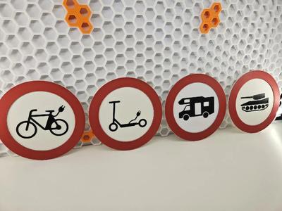 No Access Sign for eScooter, eBikes, Camper and Tracked Vehicles   