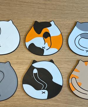 Chubby cats coasters for BambuLab A1 mini