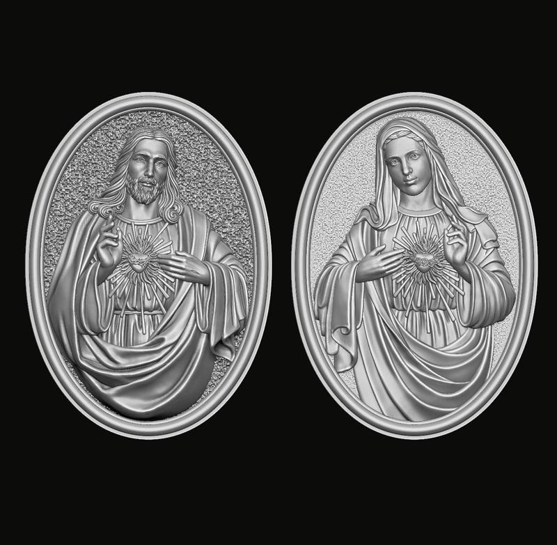 Jesus with Sacred Heart and Immaculate of Mary Pendant