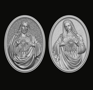 Jesus with Sacred Heart and Immaculate of Mary Pendant
