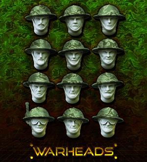 British Helmets Heads! Blast from the past! 28mm (12 heads)