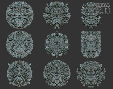 Celtic Greenman Basrelief Pack 240525 3D Model Collection