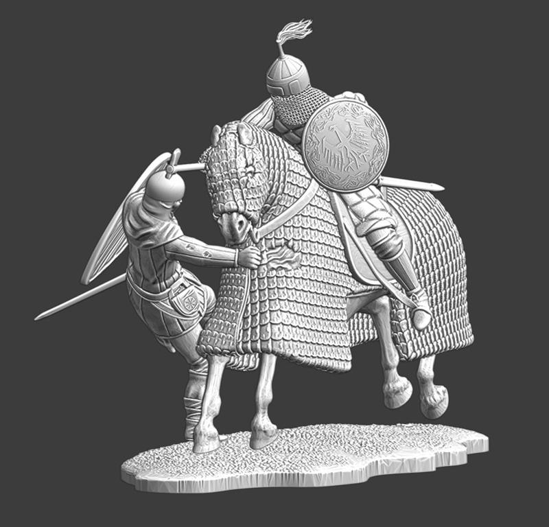 Medieval Byzantine Heavy cavalry killing crusader