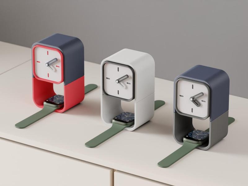 Desk Clock With Apple Watch Charging and Storage.
