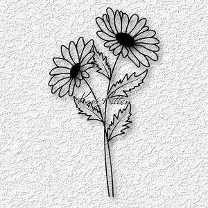 2 long stem sunflowers wall art flower garden home decor