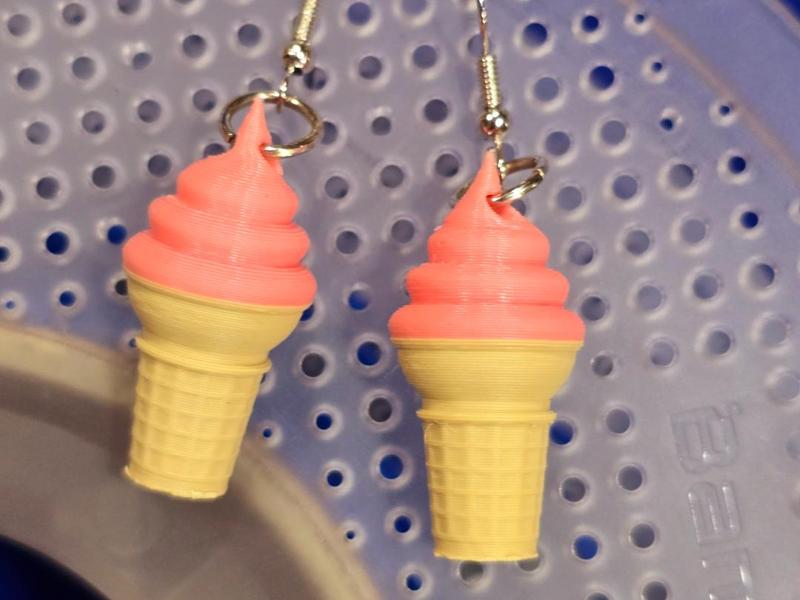 3D Ice cream cone earrings