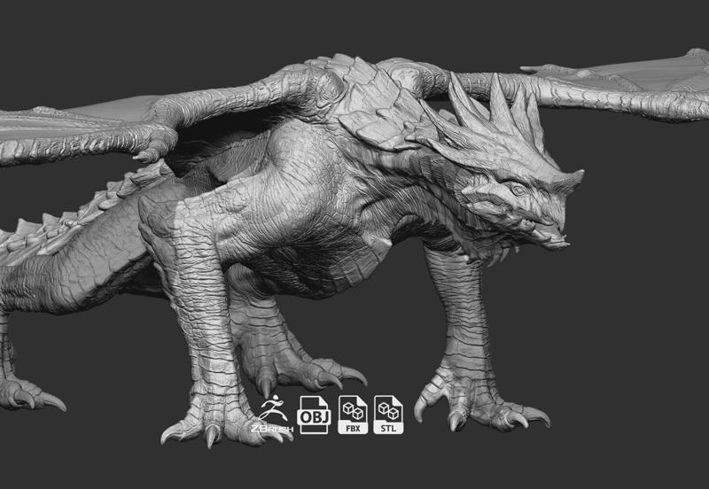 Fantasy Western Dragon HighPoly  Zbrush