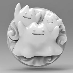 Ditto 3D Printable Pokemon Fridge Magnet or Wall Decoration