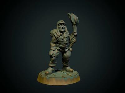 Hireling with torch 28mm (supportless, FDM friendly)
