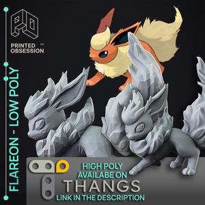 Flareon - Pokemon - Low Poly Fan Art