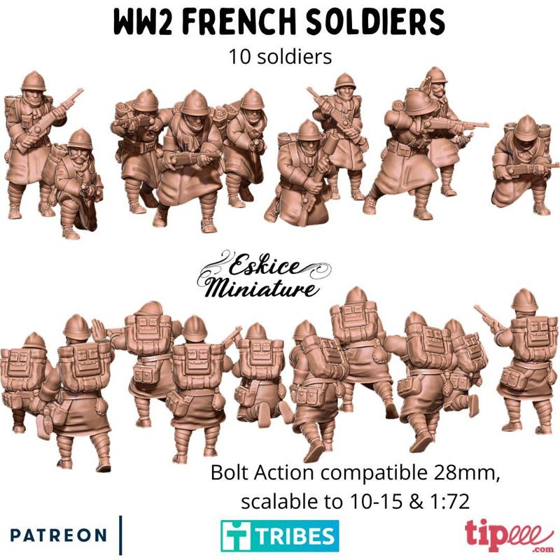 10 French soldiers – WW2 – 28mm