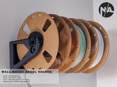 Wall mounted filament spool holder