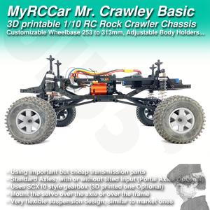 MyRCCar Mr. Crawley Basic. 1/10 RC Rock Crawler Chassis with Customizable Wheelbase from 253 to 313mm
