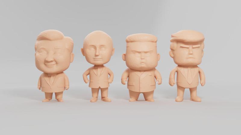 Chibi Style Low Poly Trump Putin Xi jinping Kim jong un