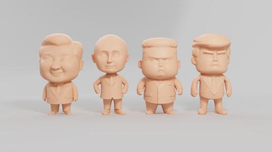 Chibi Style Low Poly Trump Putin Xi jinping Kim jong un