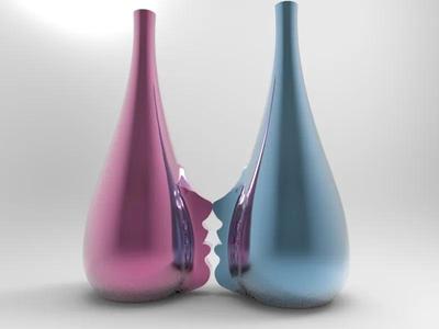 Kissing rose vase