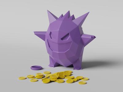 Low-poly Gengar – Piggy Bank