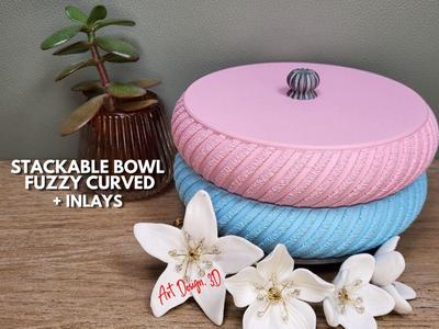 Stackable Bowl Tray – Fuzzy Curved with Inlays