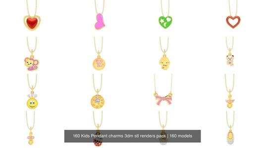 160 Kids Pendant charms 3dm stl renders pack 3D Model Collection