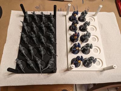 Warhammer trays (3×5 infernus marines, 4×5 termagaunts)