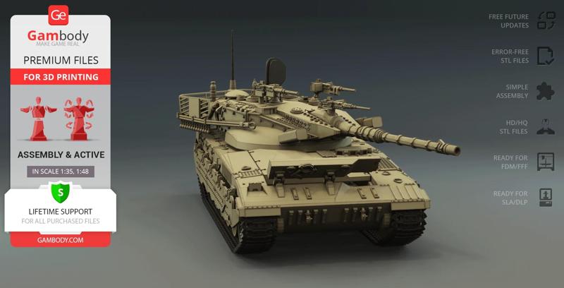 Merkava 2 STL files for 3D Printing | Assembly Model + Action