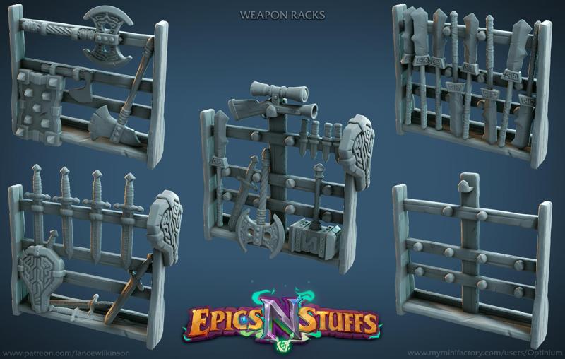 Weapon Racks 1-5 Scatter Miniatures – pre-supported
