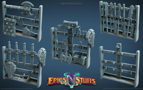 Weapon Racks 1-5 Scatter Miniatures – pre-supported