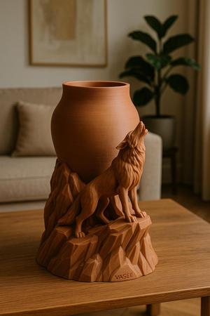 Vase Art – wolf organizer pot with wild serenity