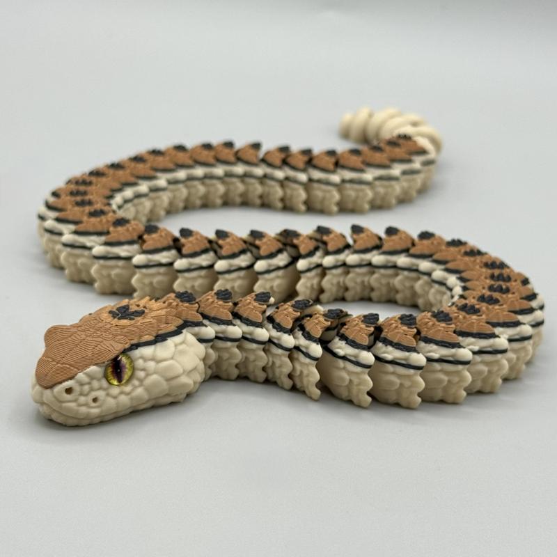 Articulated Rattlesnake | Pre-Painted + Optional 8mm Glass Eye Version