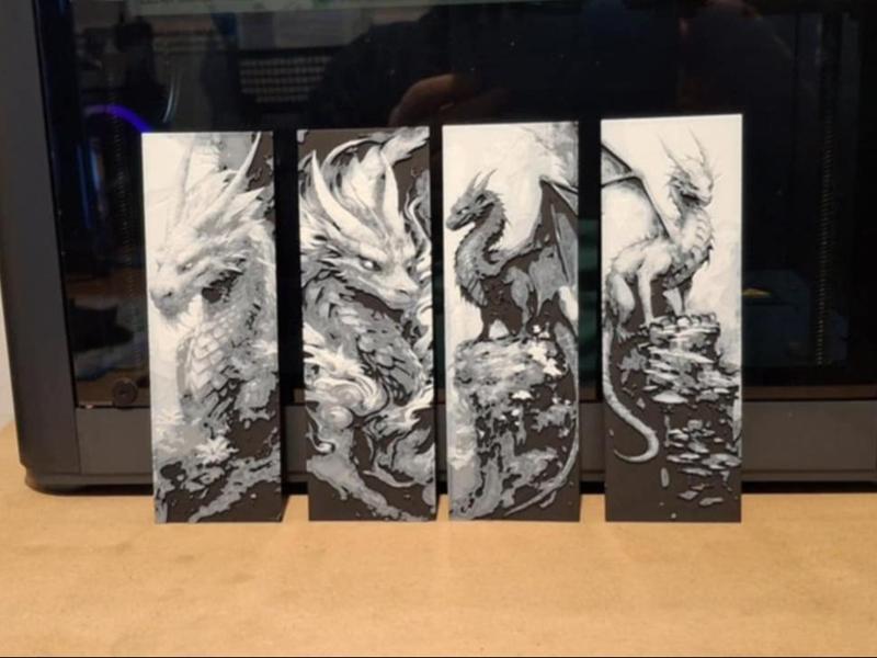 Black and white dragon bookmarks