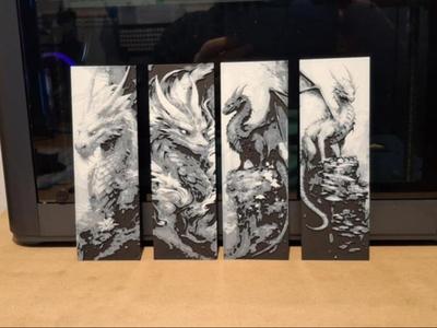 Black and white dragon bookmarks