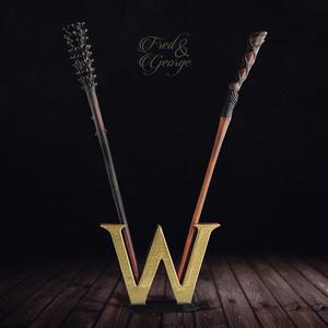 FRED and GEORGE WEASLEY WAND with DISPLAY