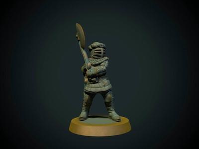 Knight with axe 28mm (supportless, FDM friendly)