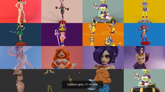 Cartoon girls 3D Model Collection