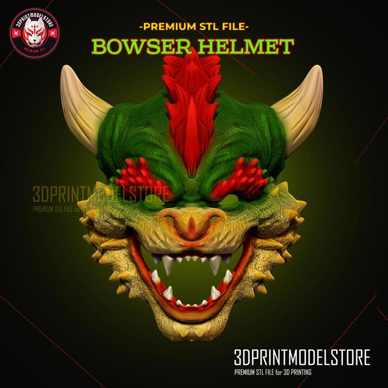 Bowser Helmet - Super Mario Cosplay Mask Halloween Costume STL