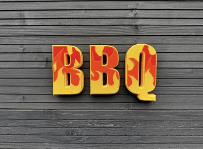 BBQ sign, fire edition