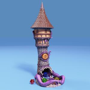 Mimic Watch Tower / Medieval Dice Tower / RPG Game Item / Board Game Equipment / Magic Decoration / Collectible Architecture / Fantasy Figure / Magical Building Statue