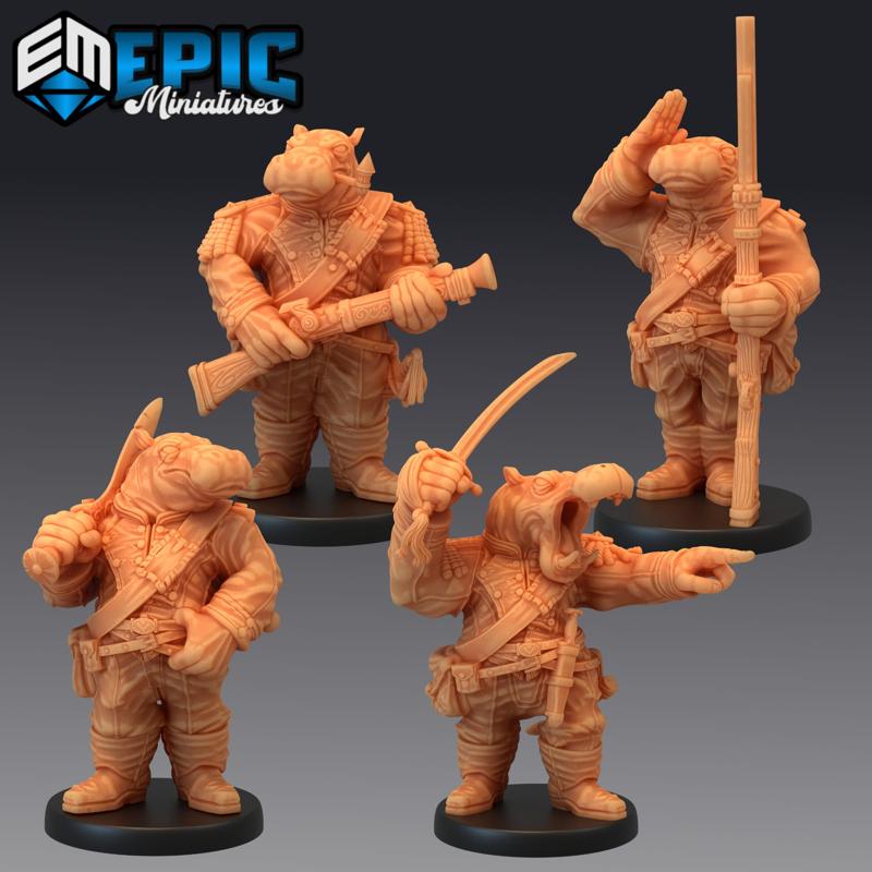 Hippo Soldier Set / Hippofolk Warrior / Hippopotamus Army