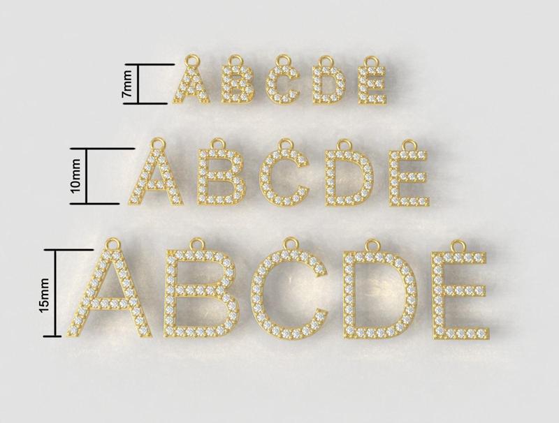Diamond Alphabet Pendants – 3 Sizes 3D Model Collection