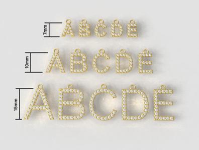 Diamond Alphabet Pendants – 3 Sizes 3D Model Collection