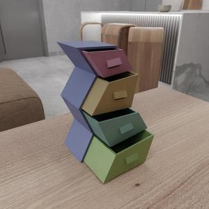 3D Curved Drawer and 4 Different Drawer Box, Tool Box with Stl File & 3D Printing, Mini Box, Stackable Box, Storage Box, Drawer Organizer