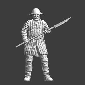 Medieval infantry with pole weapon